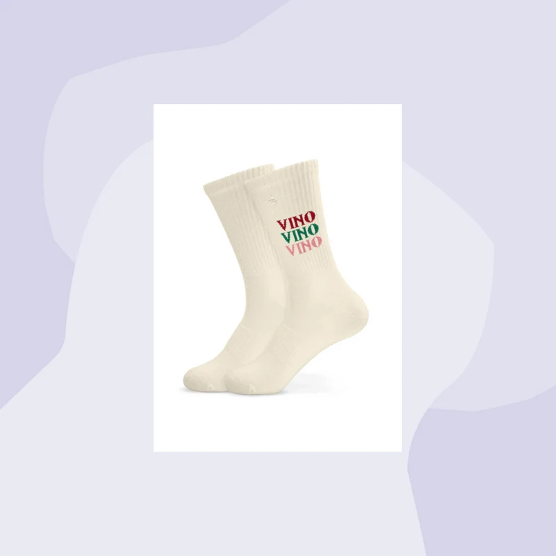 Tennissocken mit Aufdruck: Vino Vino Vino