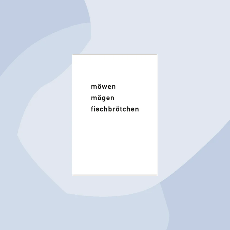 Postkarte: Möwen mögen Fischbrötchen