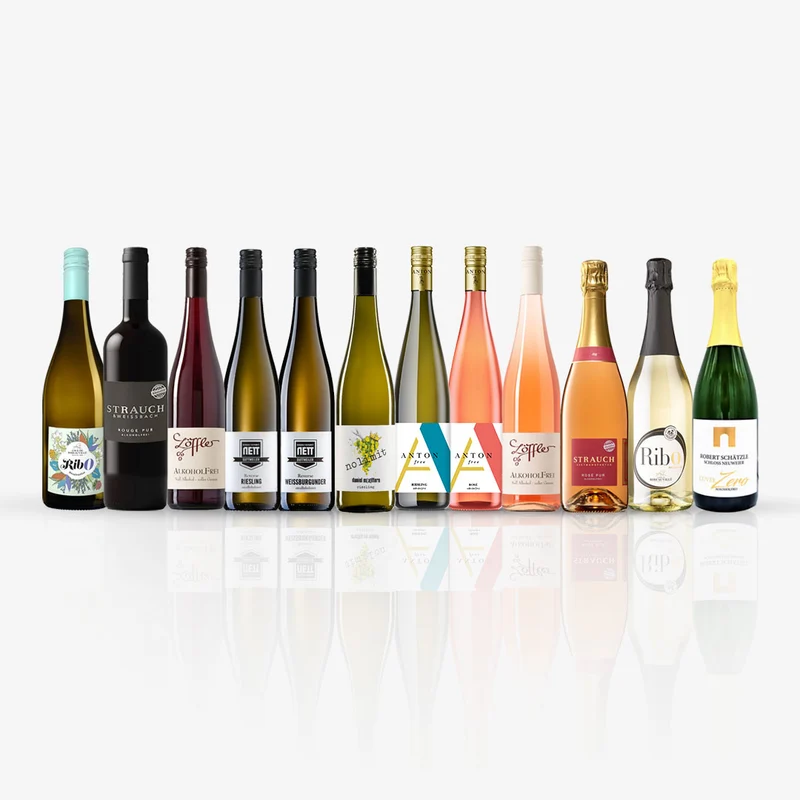 MEGA CLASS: Alkoholfreies Wein-Probierpaket mit 12 Flaschen