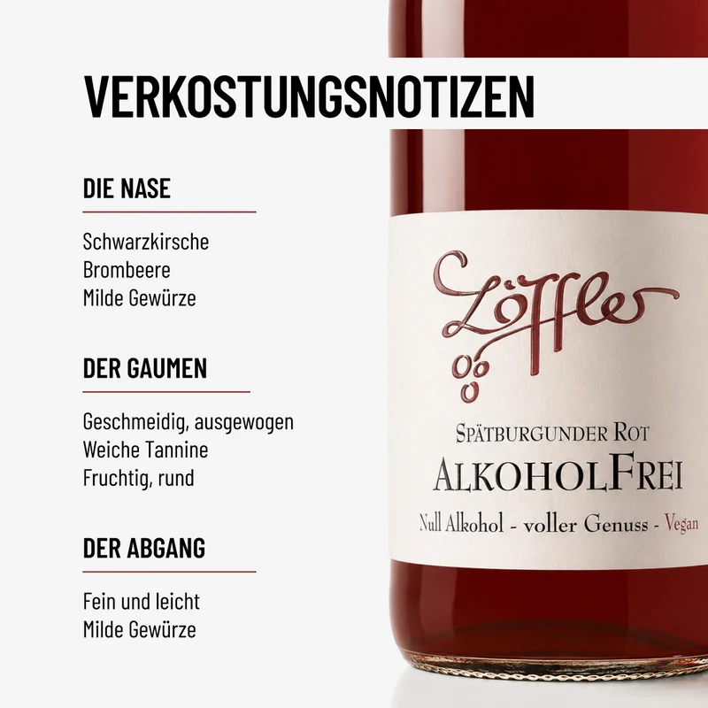 NULL ALKOHOL ROT: alkoholfreier Spätburgunder Rotwein von Löffler