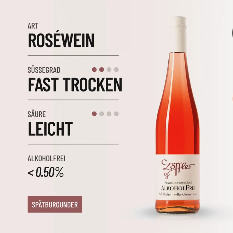 NULL ALKOHOL ROSÉ: Alkoholfreier Spätburgunder (Pinot Noir) Rosé von Löffler
