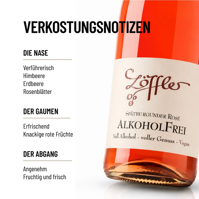 NULL ALKOHOL ROSÉ: Alkoholfreier Spätburgunder (Pinot Noir) Rosé von Löffler