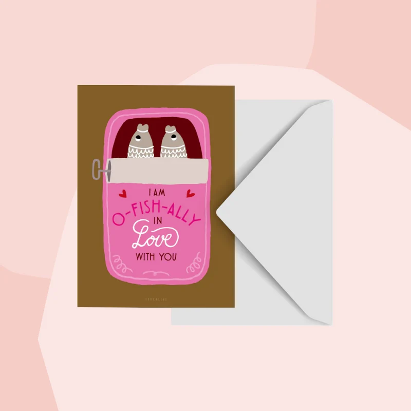 Postkarte: I am o-fish ally in love with you