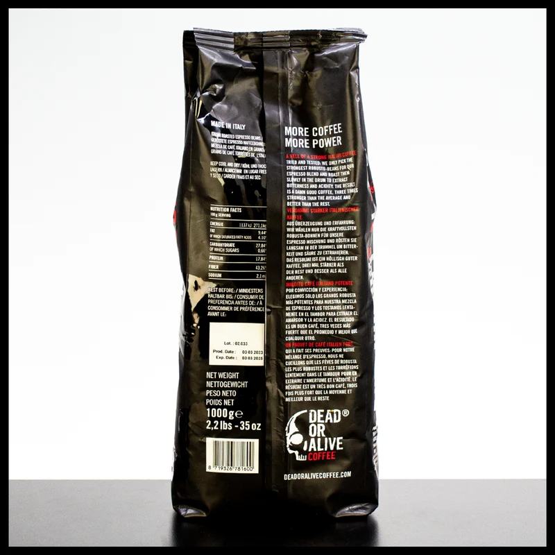 Dead or Alive Coffee No3 Espressobohnen 1000g