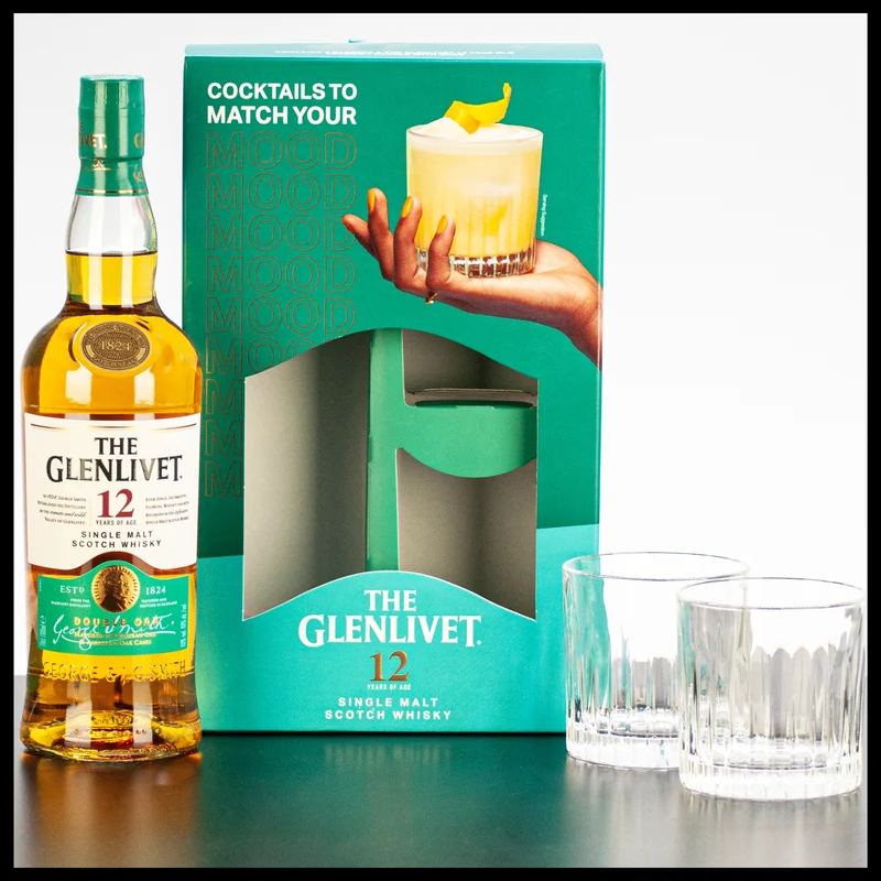 The Glenlivet 12 YO Single Malt Whisky Geschenkbox mit 2 Gläsern 0,7L - 40% Vol.
