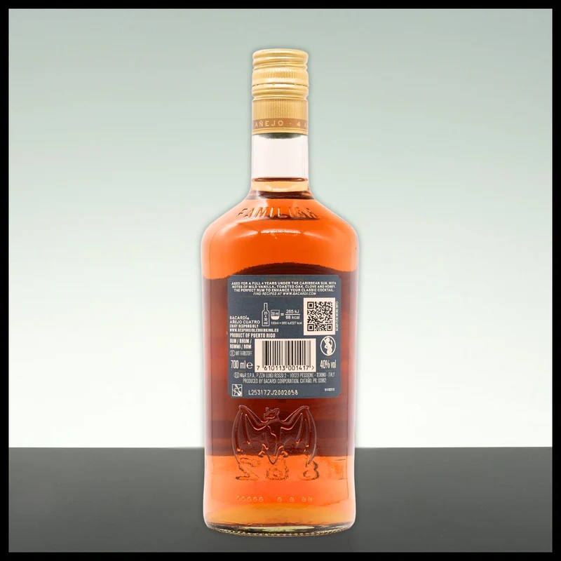 Bacardi 4 YO Anejo Cuatro Gold Rum 0,7L - 40% Vol.