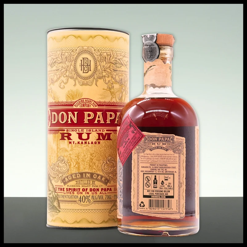 Don Papa Rum 7 YO Single Island mit Geschenkdose 0,7L - 40% Vol.