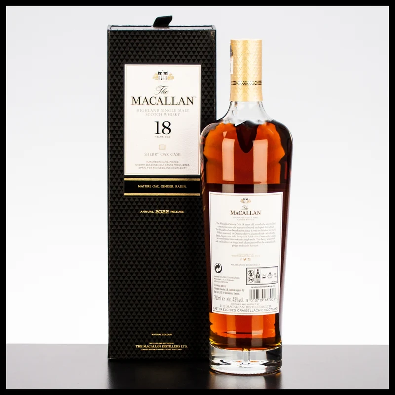 Macallan 18 YO Sherry Oak Cask 2022 Whisky 0,7L - 43% Vol.