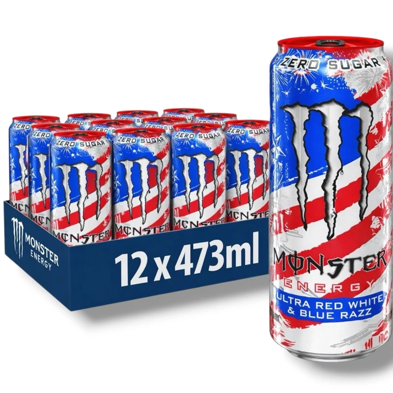 Monster Ultra Red White & Blue Razz 473 ml – Zero Sugar Energy Drink