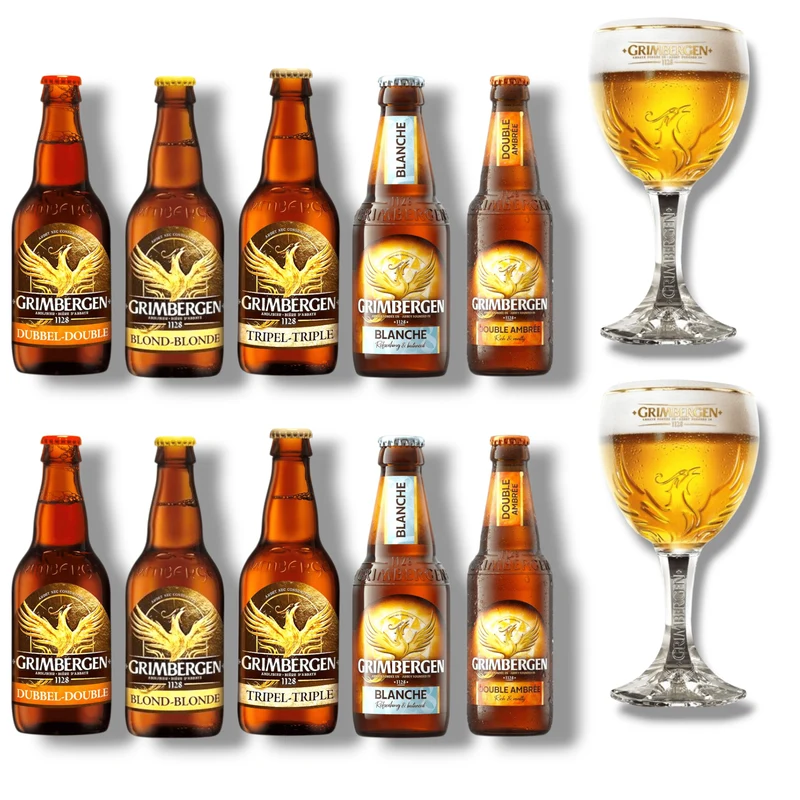 Grimbergen Bier mit Originalglas – mehrere Sorten zur Auswahl