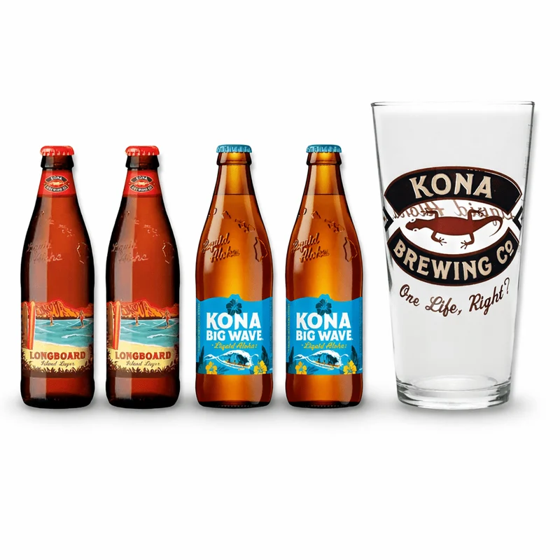 Kona Bierset – Longboard Lager & Big Wave 0,35l + Glas