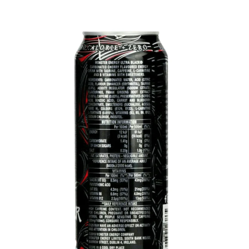 Monster Energy Ultra Black 0,5l– Zuckerfrei & Fruchtig mit Kirsch