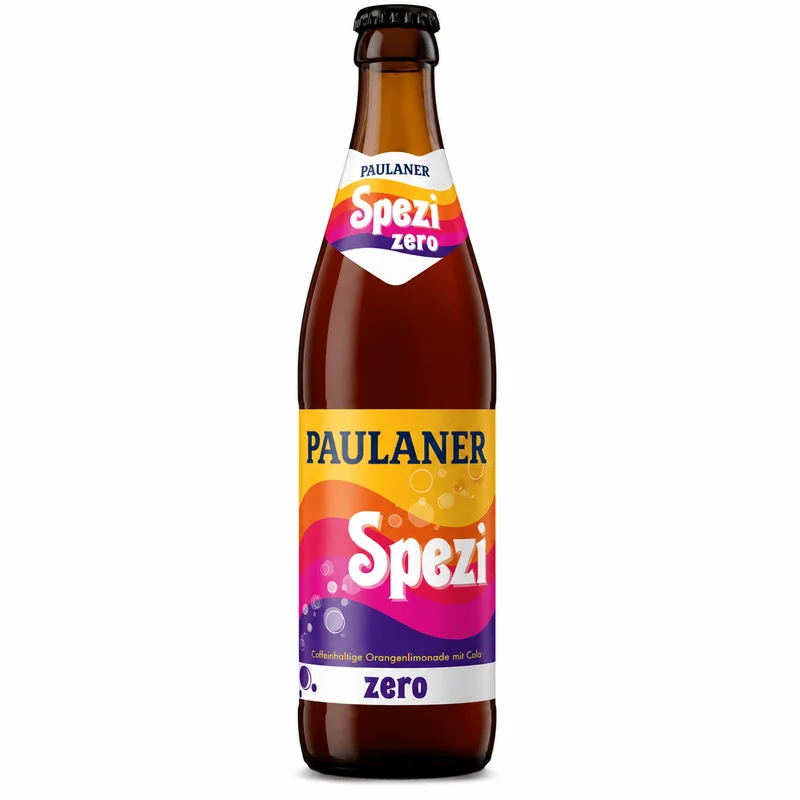 Paulaner Spezi Zero 0,5l- Koffeinhaltige Orangenlimonade mit Cola ohne Zucker