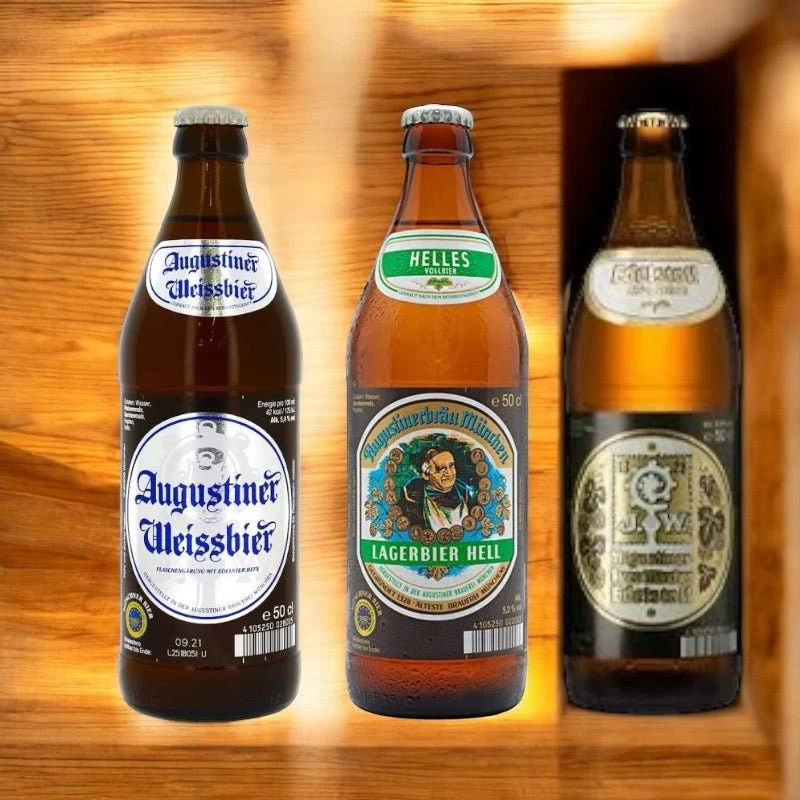 bayrisches Augustiner Bier Mix Augustiner Lager, Edelstoff und Weissbier